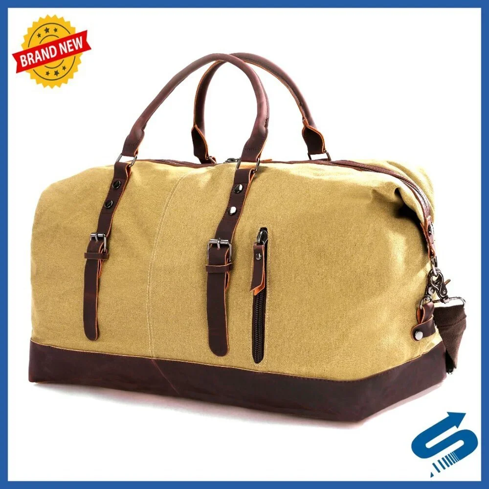 Large Canvas Weekender Duffle Bag Travel Gym Tote Carry On Versatile